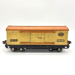 Lionel Lines No 814 Automobile Furniture Tin Toy Train Car‎ Orange Yellow